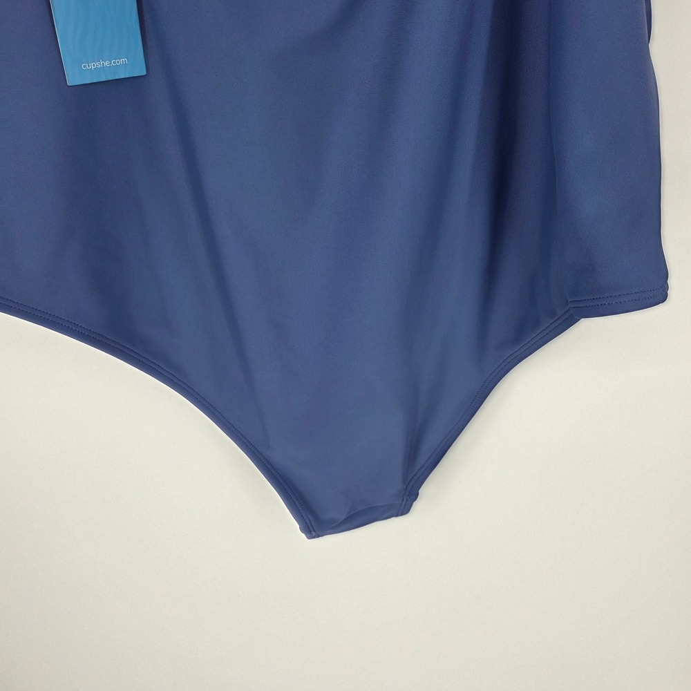 NWT CUPSHIE Blue Ruched Twist Front Cutout One Piece Swimsuit Women Size L - Picture 8 of 8